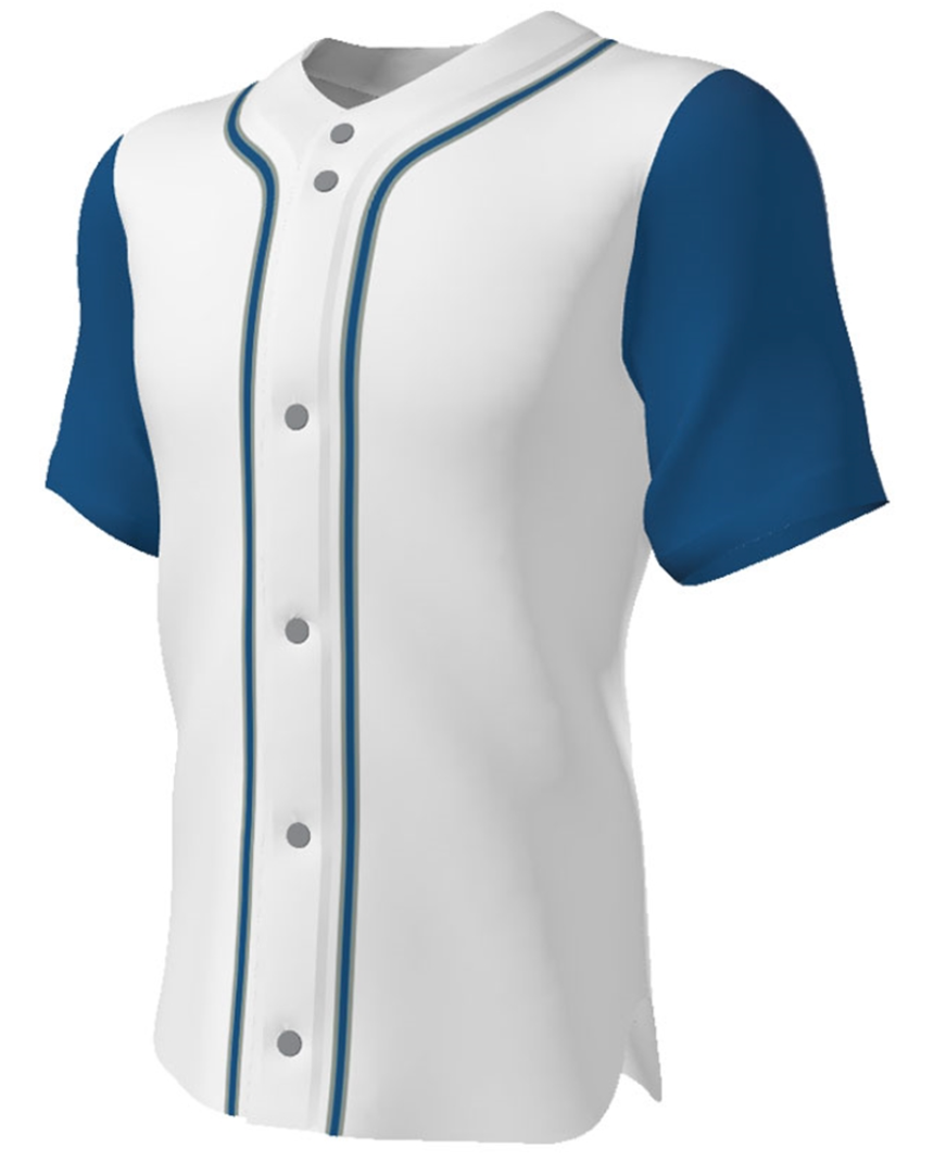 Youth & Adult Pinstripe Button Front Baseball Jersey - White/Black